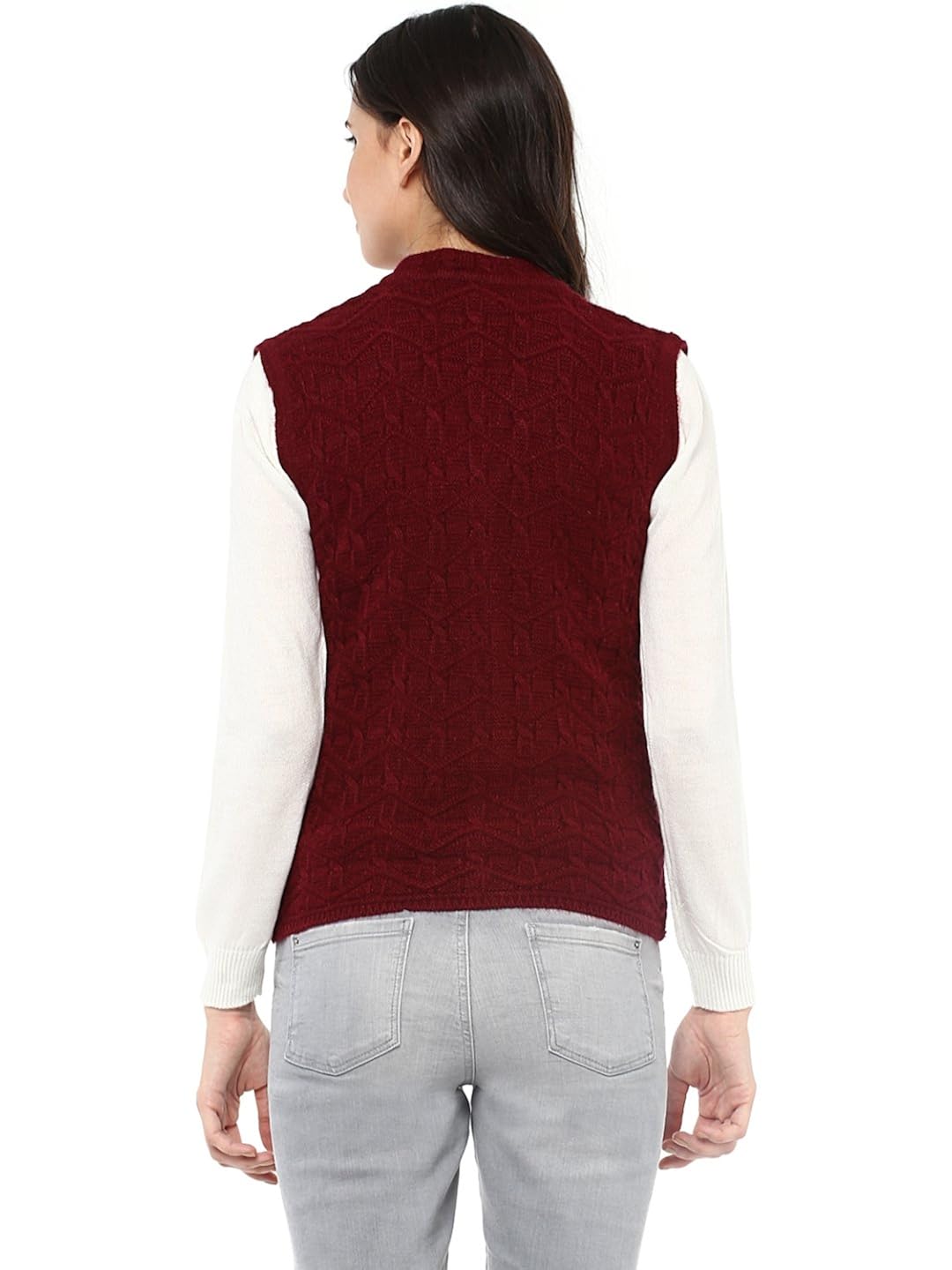 cayman women maroon self-design cardigan
