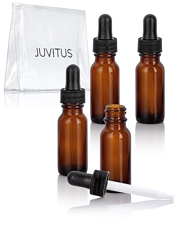 Download Amazon Com 0 5 Oz 15 Ml Amber Glass Boston Round Bottle With Black Dropper 4 Pack Clear Travel Bag Beauty