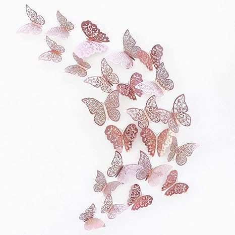 Decorations De Papillons Rose Or Stickers Muraux 3d Paillette Metallique D Art Diy Artificiel Amovibles Papier Decoratif Pour Maison Salon Chambre D Enfants Filles Decor De Fete 36 Pcs Amazon Fr Jeux Et Jouets