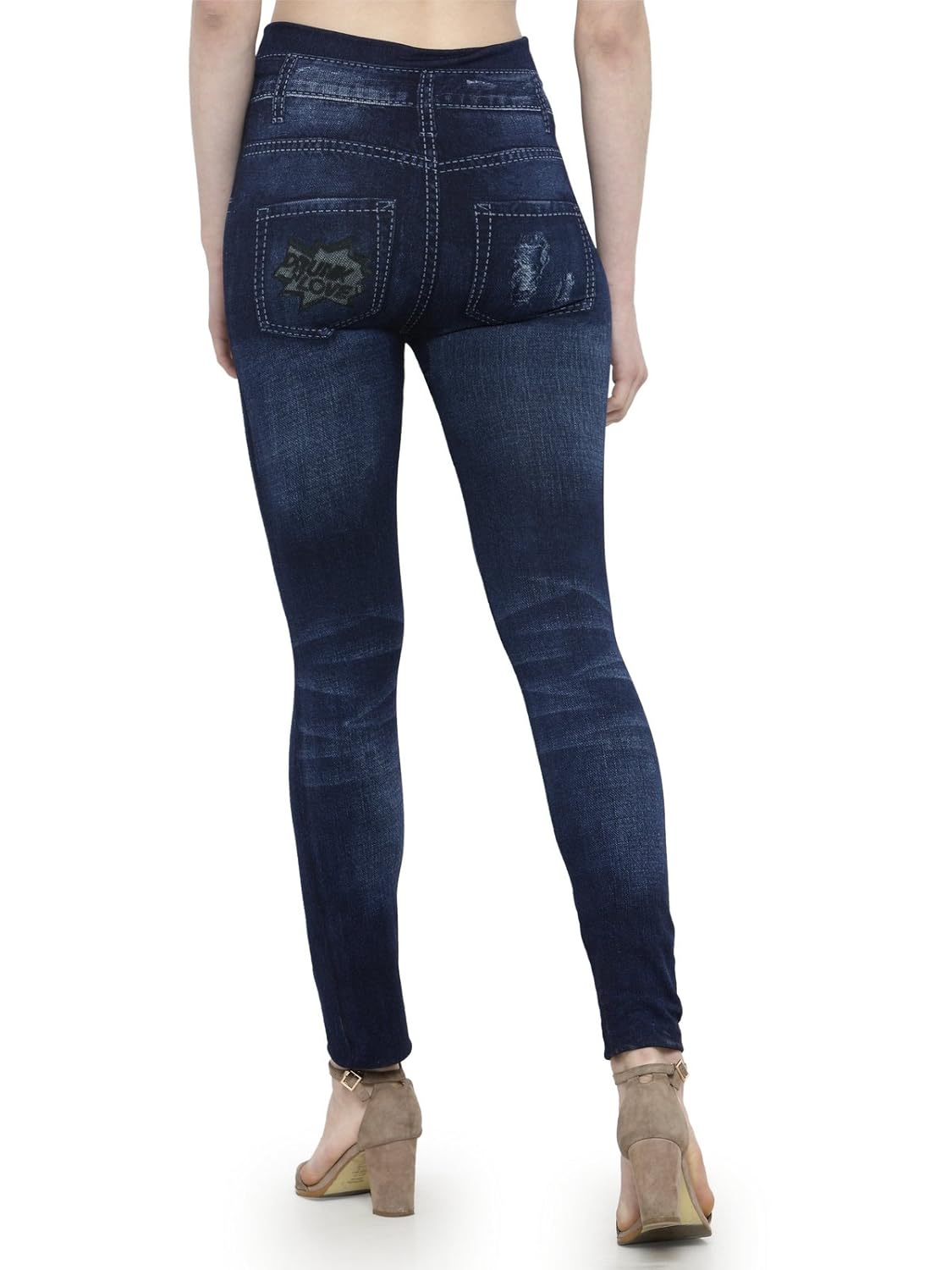 being fab women's printed denim look jeans.