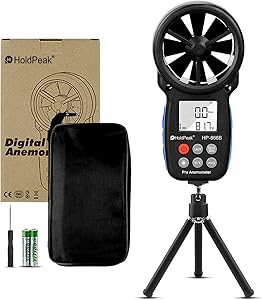 HOLDPEAK HP-866B Digital Anemometer Handheld Wind Speed Meter Gauges with Data Hold,Backlight,Wind Chill Indication for Flying,Hiking & Shooting