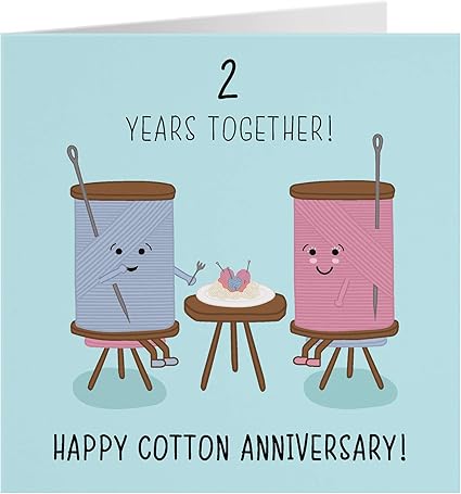 2nd Wedding Anniversary Card Cotton Anniversary By Hunts England Iconic Collection Amazon Co Uk Office Products