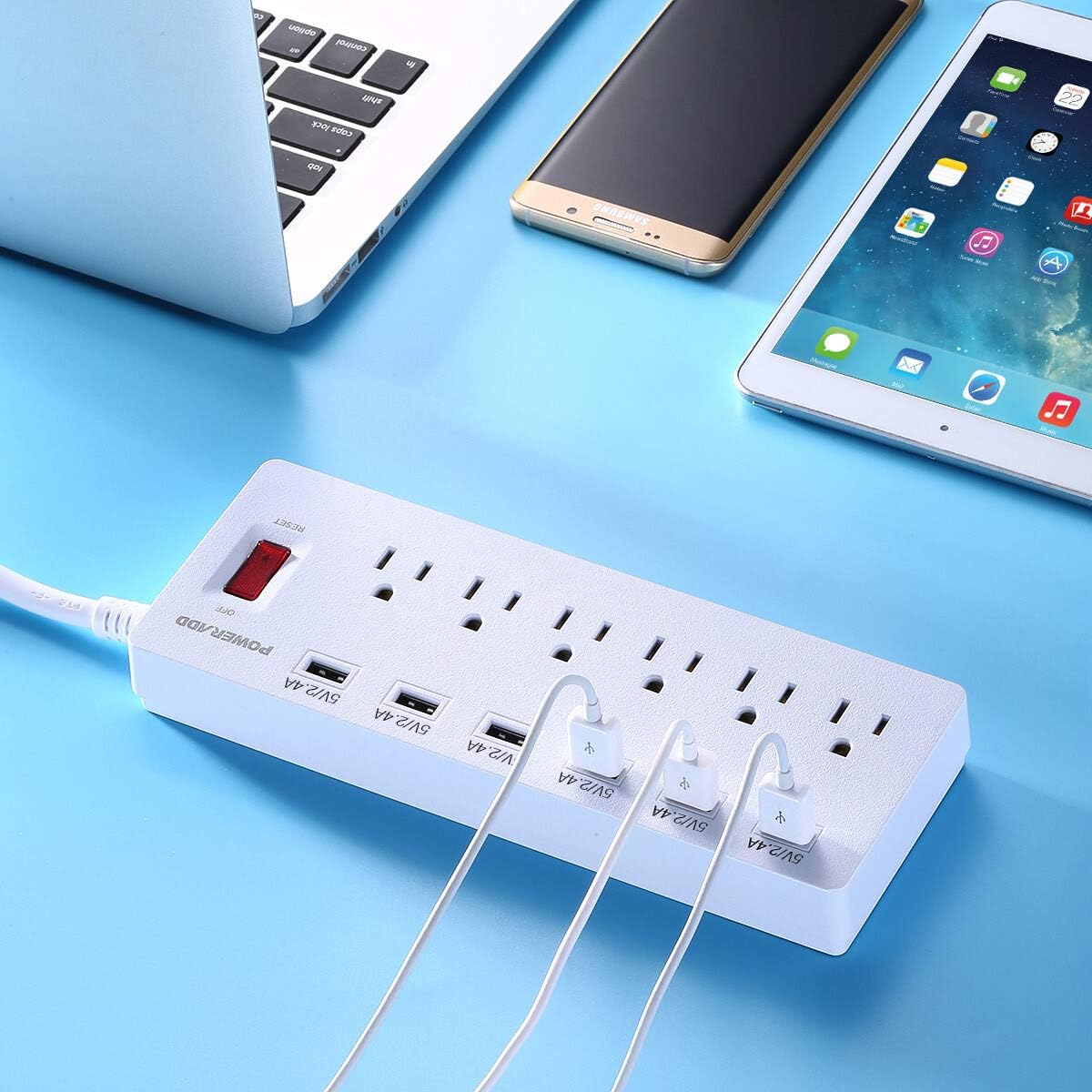 POWERADD Surge Protector USB Power Strip 6 USB Ports 6ft Heavy Duty Cord, USB Outlet Extender Home & Office 1625W 13A: Electronics