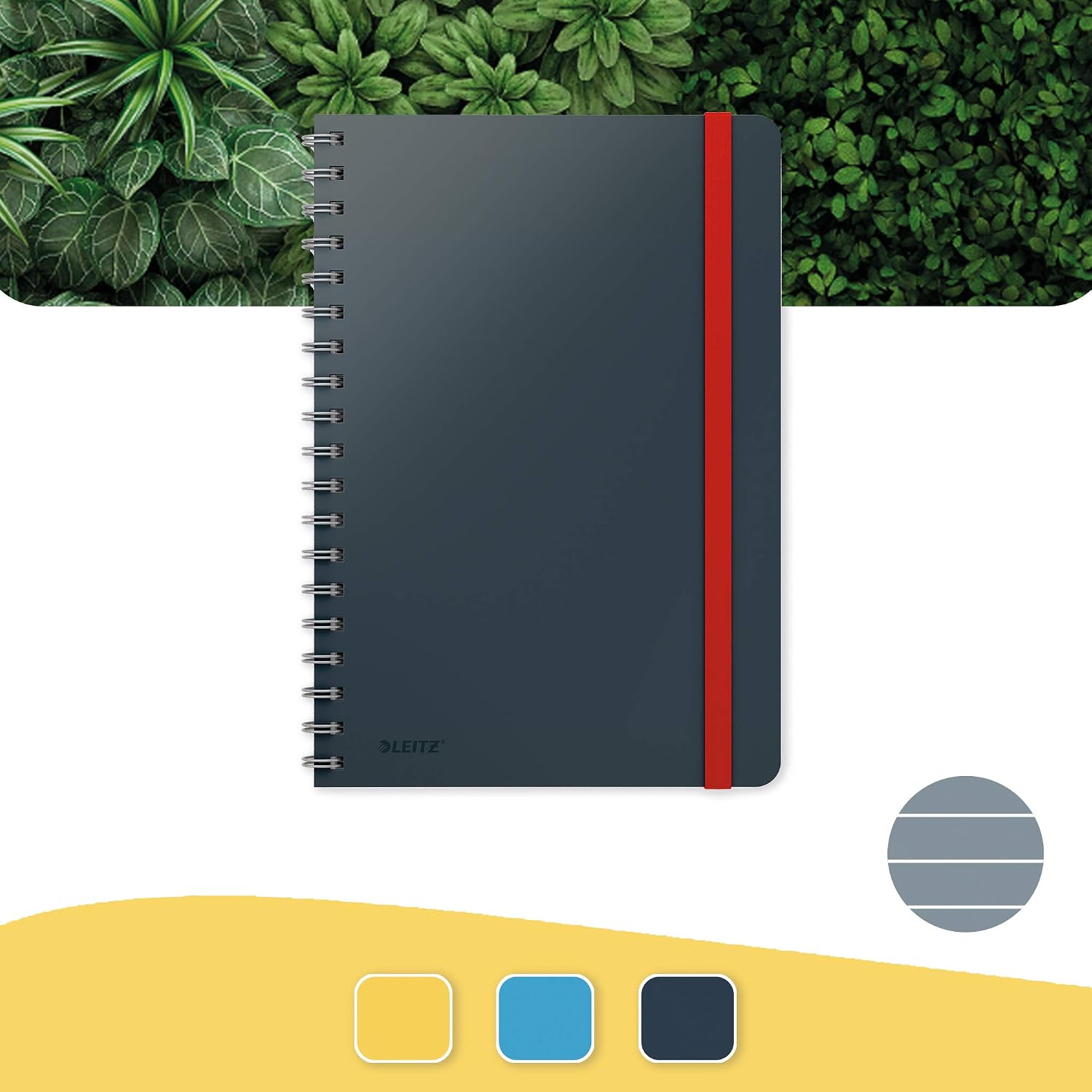 Leitz Large (B5) Ruled Wirebound Notebook, 80 Sheet, Cosy Range, Velvet Grey, 45270089, B5 Ruled - Image 3