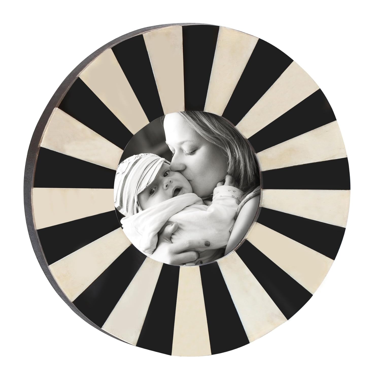 SouvNear Round Picture Photo Frame 4x4 With Stand Antique Look