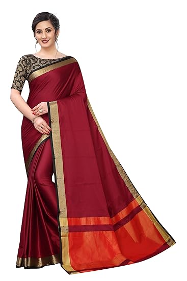 Womens Cotton Silk Saree With Embroidery Blouse Piece(30Single)