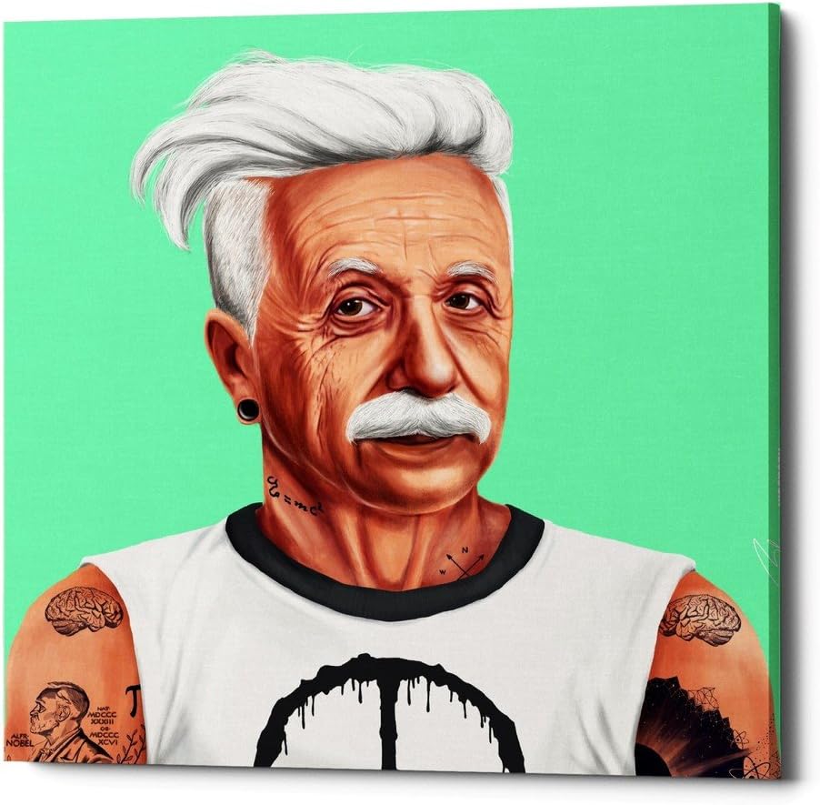 Epic Graffiti Albert Einstein Gisele Canvas Wall Art by Shimon Illustrations, 12" x 12", Green
