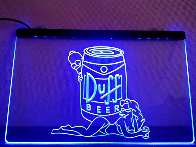 Duff Simpsons Bier LED Zeichen Werbung Neonschild Blau