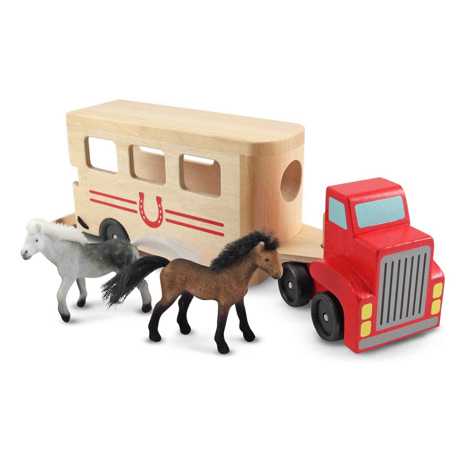 Melissa & Doug Horse Carrier Wooden Vehicle Play Set (TractorTrailer