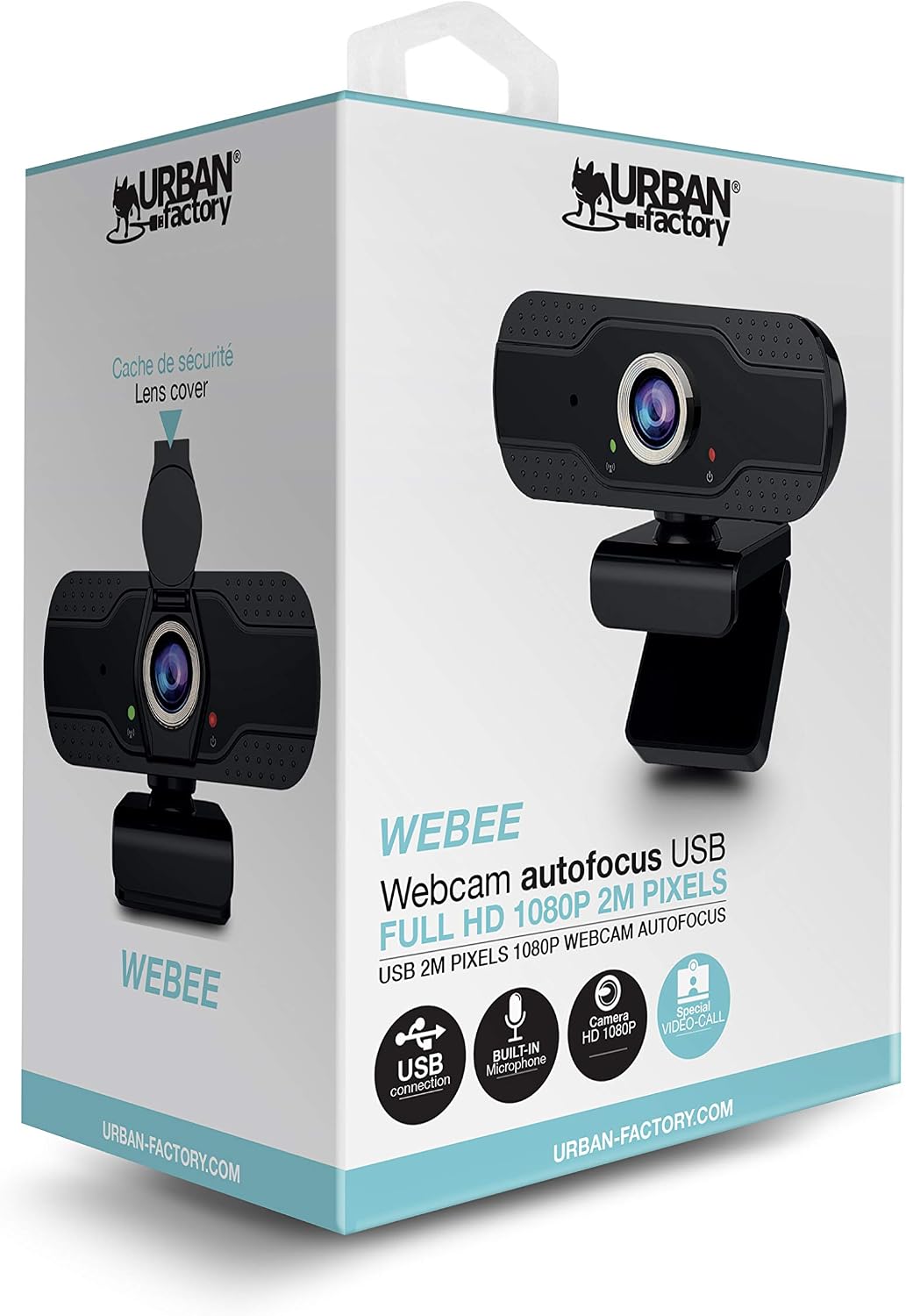 Urban Factory Webee USB Webcam Full HD 1080P with Autofocus, Black - Image 3