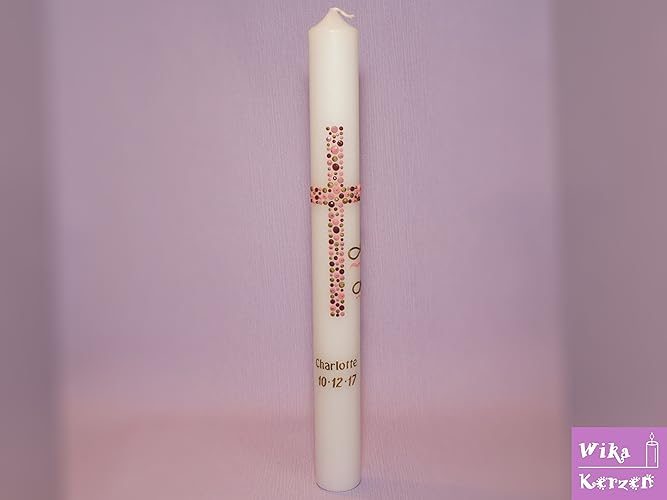 Kommunionkerzen Konfirmationskerze Kerze zur Kommunion Taufkerzen Mädchen 400x40mm inkl. Beschriftung alle Motive Handgeferti