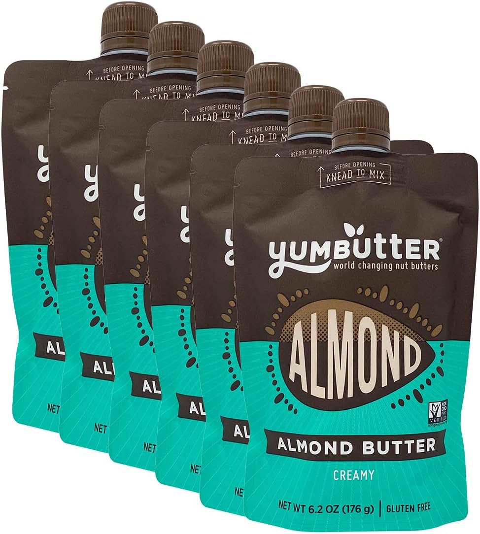 Creamy Almond Butter by Yumbutter, Gluten Free, Vegan, Non GMO, 6.2oz Pouch (Pack of 6)