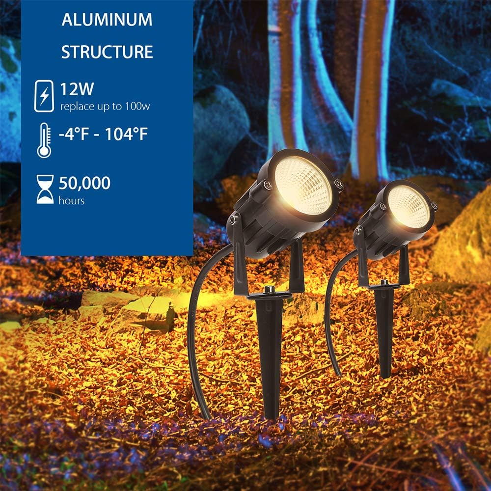 SUNVIE 12W LED Landscape Lighting Low Voltage (AC/DC 12V) Waterproof