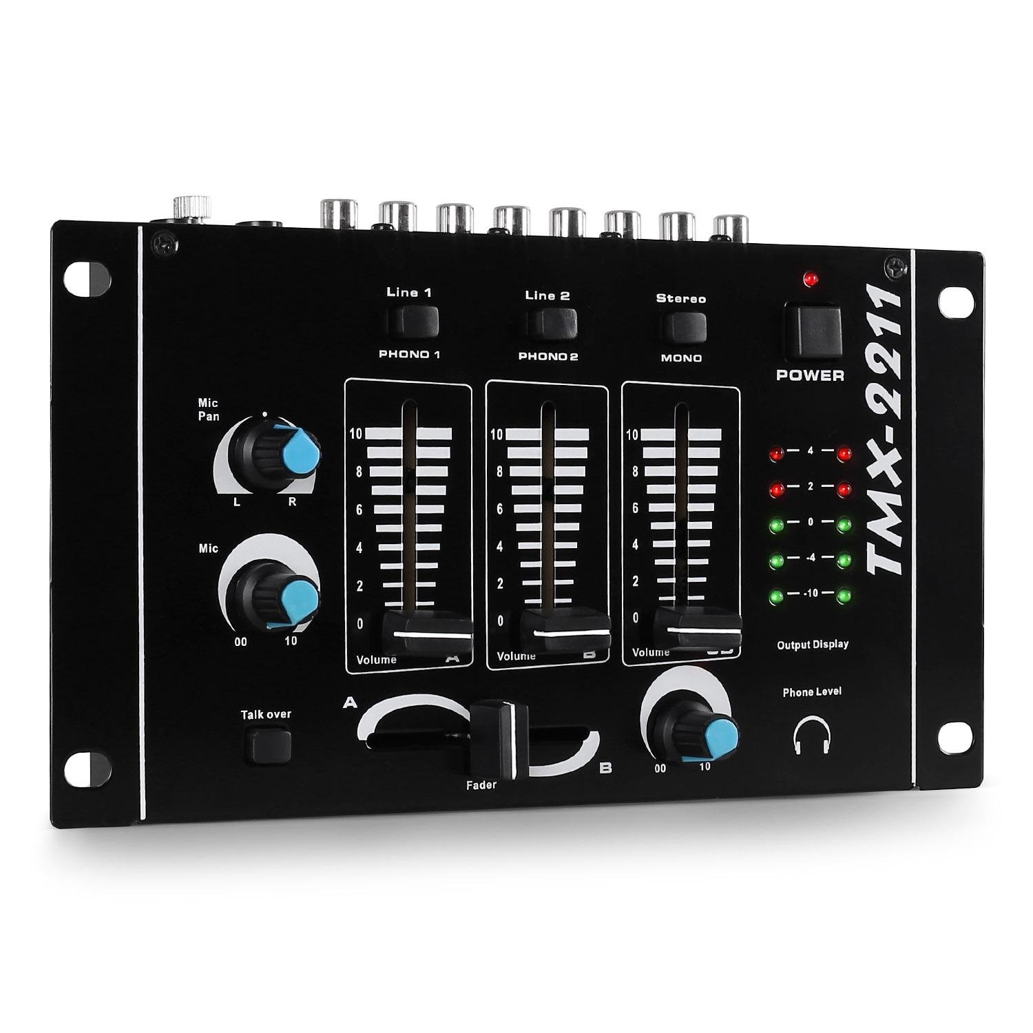 Auna DJ TMX Mesa de Mezclas  Canales Ligera Negro Faders alta