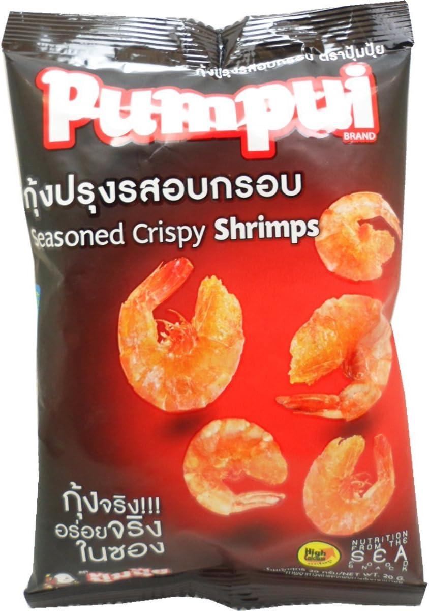 Pumpui Seasoned Crispy Shrimp Snack Net Wt 20g (0.71 Oz.) X 4 Bags