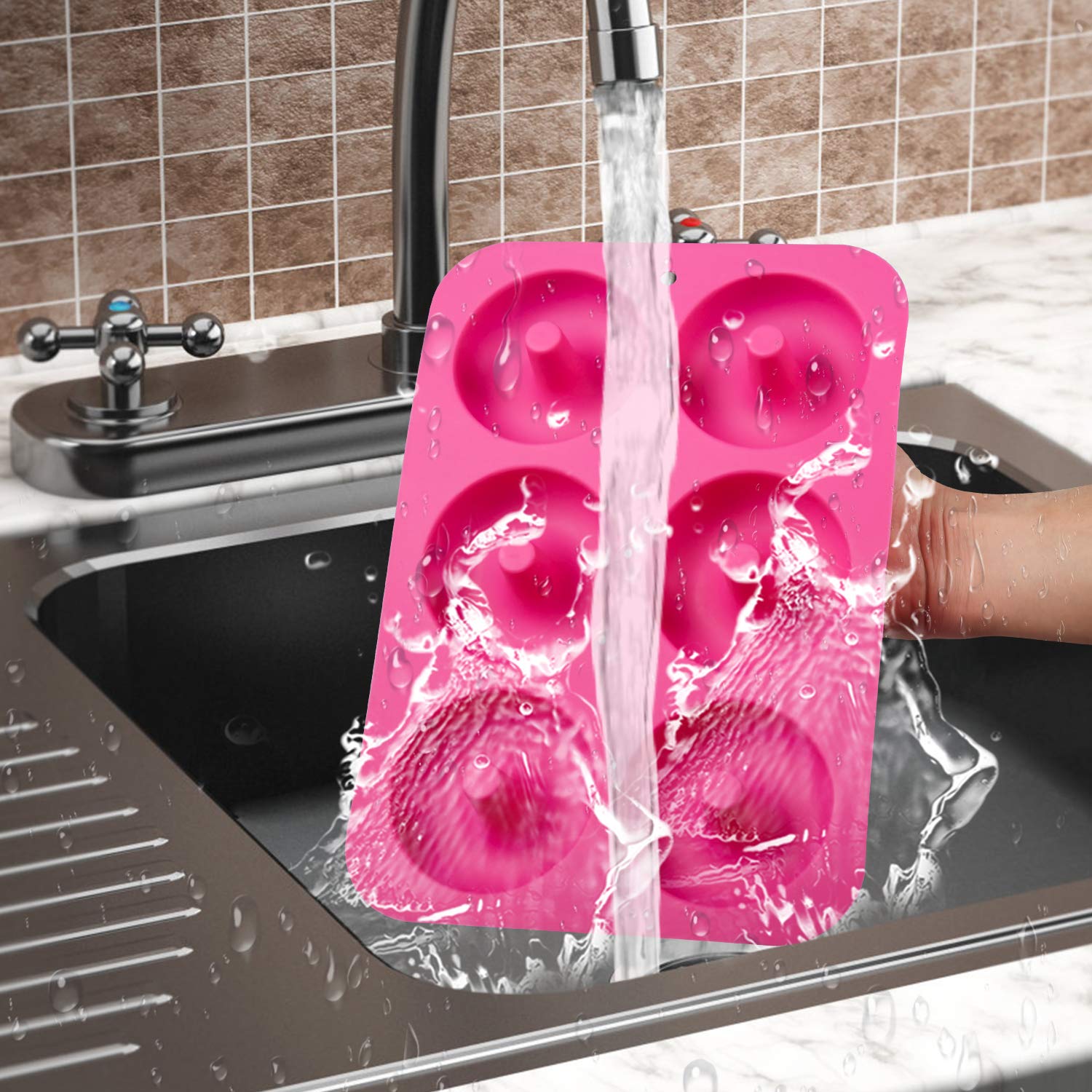 Silicone Donut Baking Pan, Senbowe 3 Pack Non-Stick Silicone Donut Mold, Dishwasher, Oven, Microwave, Freezer Safe,BPA_free,Bake Full Size Perfect Shaped Doughnuts