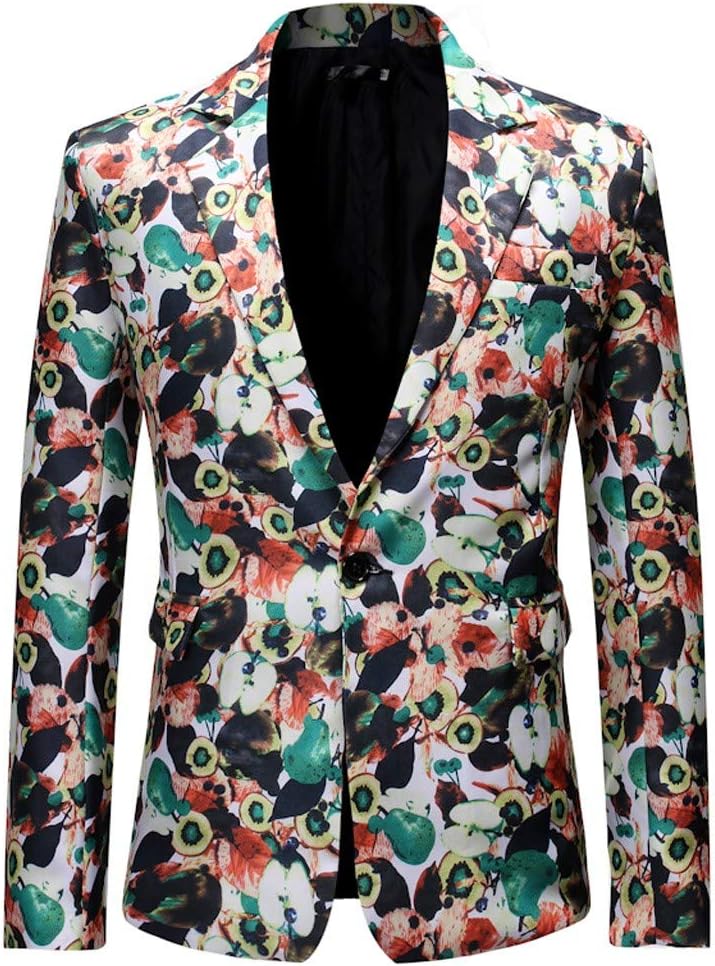 Blazer Men's Dress Floral Suit Notched Lapel Pink Sweater Slim Fit Stylish Blazer Coat Jacket