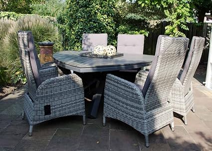 lifestyle4living Dreieckiger Gartentisch in Grau mit Dreibein aus Alu