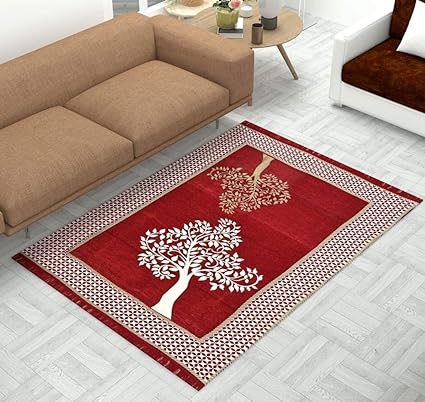 Magnetic Shadow Velvet Touch Chenille Carpet for Living Room Dining Hall Floor Mats , Maroon Eye