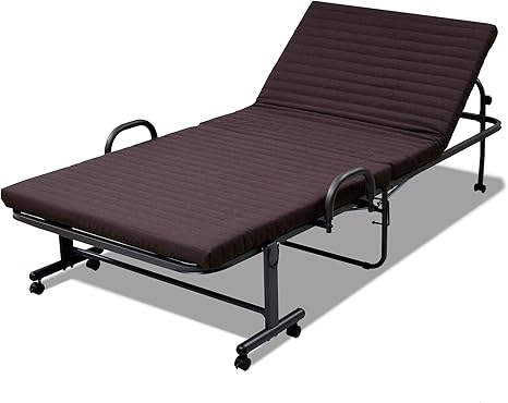 Amazon Co Jp 山善 折りたたみベッド シングル 低反発 やわらかめ 14段階リクライニング 高床 ベッド下34 取っ手付きで立ち上がりやすい ベッド 組立かんたん ダークブラウン Btba 1s Dbr Amazon Co Jp限定 ホーム キッチン