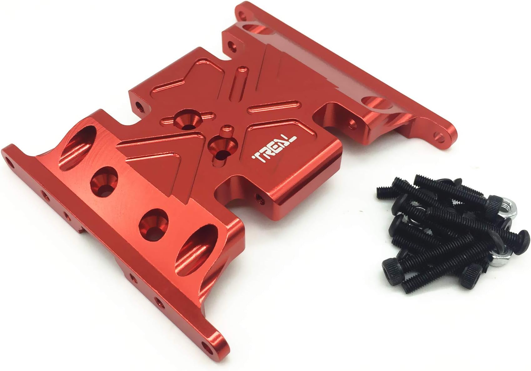 Treal CNC Machined Center Skid Plate for Axial SCX10 1/10 RC Crawler -Red