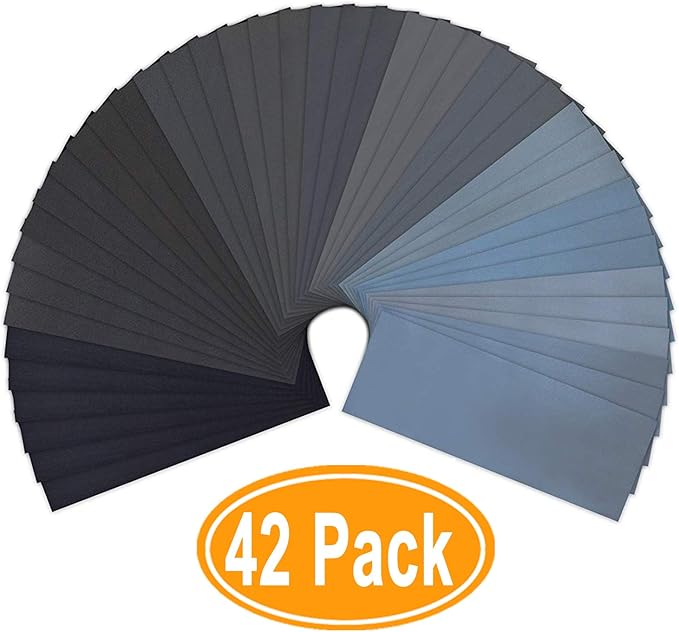 DSL 42pcs Sandpaper 120 to 3000 Grit Sand Paper for Wood Furniture