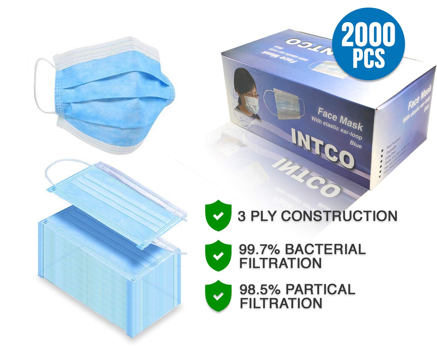 INTCO Surgical Disposable Face Masks Medical Dental Industrial Quality