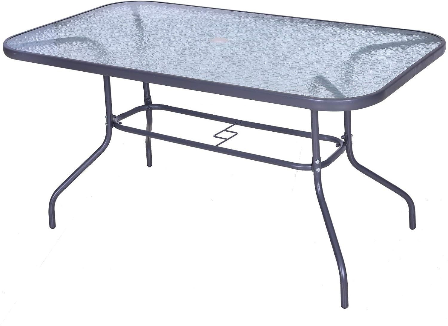 Outsunny Metal Garden Dining Tables Outdoor Patio w/Tempered Glass Top