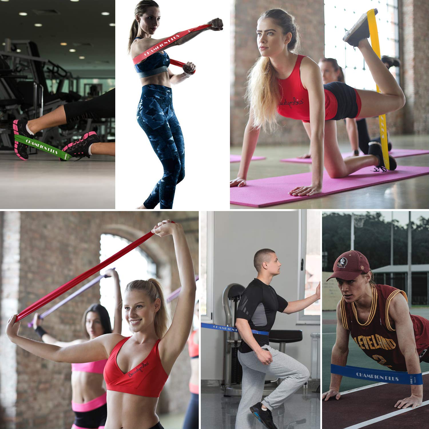 ChampionPlus Pull Up Assist Bands Set of 4 - Heavy Duty Resistance Bands Set Latex Mobility & Powerlifting Exercise Bands Perfect for Body Workout Stretching Training Weightlifting