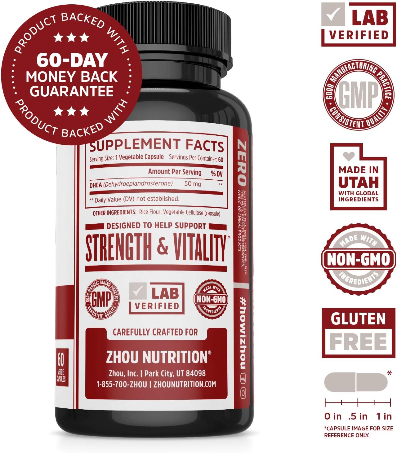 DHEA 50 mg Supplement - Hormonal Balance Formula For Women & Men - Healthy Aging Support - Non-GMO Vegetarian Formula - 60 Veggie Capsules: Health & Personal Care