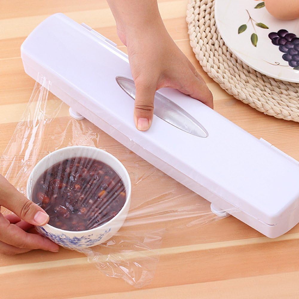 Useful Plastic Food Wrap Cling Film Dispenser Aluminum Foil Wax Paper Cutter Cut Box Changlesu