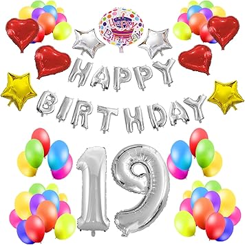 Set Completo Di Decorazione Per Festa Di Compleanno Per Ragazzi Di 19 Anni Colore Argento Amazon It Giochi E Giocattoli