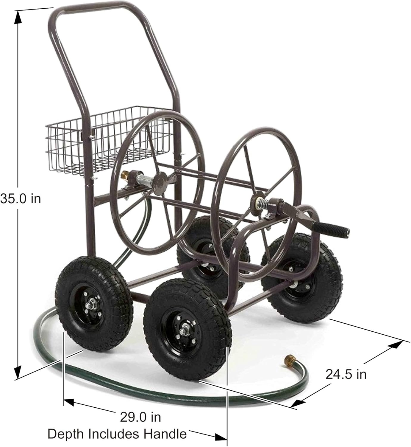 Liberty Garden Residential Grade 4 Wheel 871-M1-1 Garden Hose Reel Cart, Bronze : Wheeled Cart For Garden Hoses : Garden & Outdoor