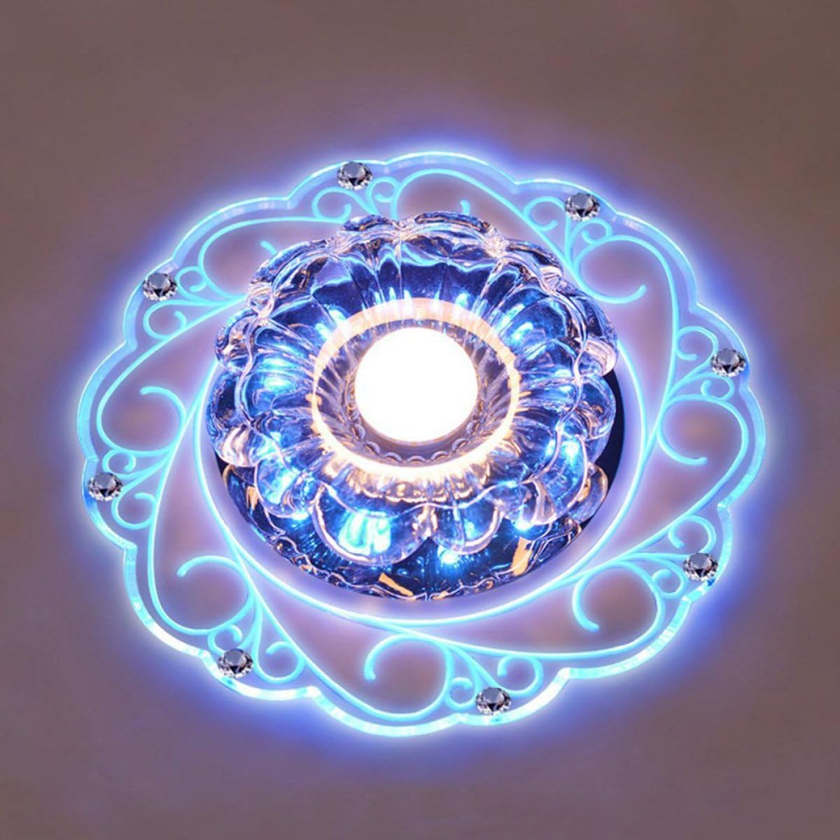 LED Crystal Ceiling Light, Color Changing Crystal Ceiling Pendent Lamps, Flush Mounted Lighting Chandeliers For Hallway, Bedroom, Study Room/Office, Dining Room, Kids Room, Corridors
