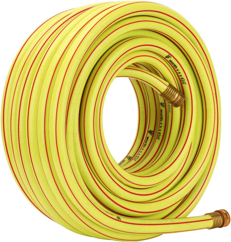 Homes Garden Hose 3/4 in. x 75 ft. Water Hose Yellow High Water Pressure with Solid Brass Fittings for Household and Professional Use 5 Years Warranty #G-H163A12-USA