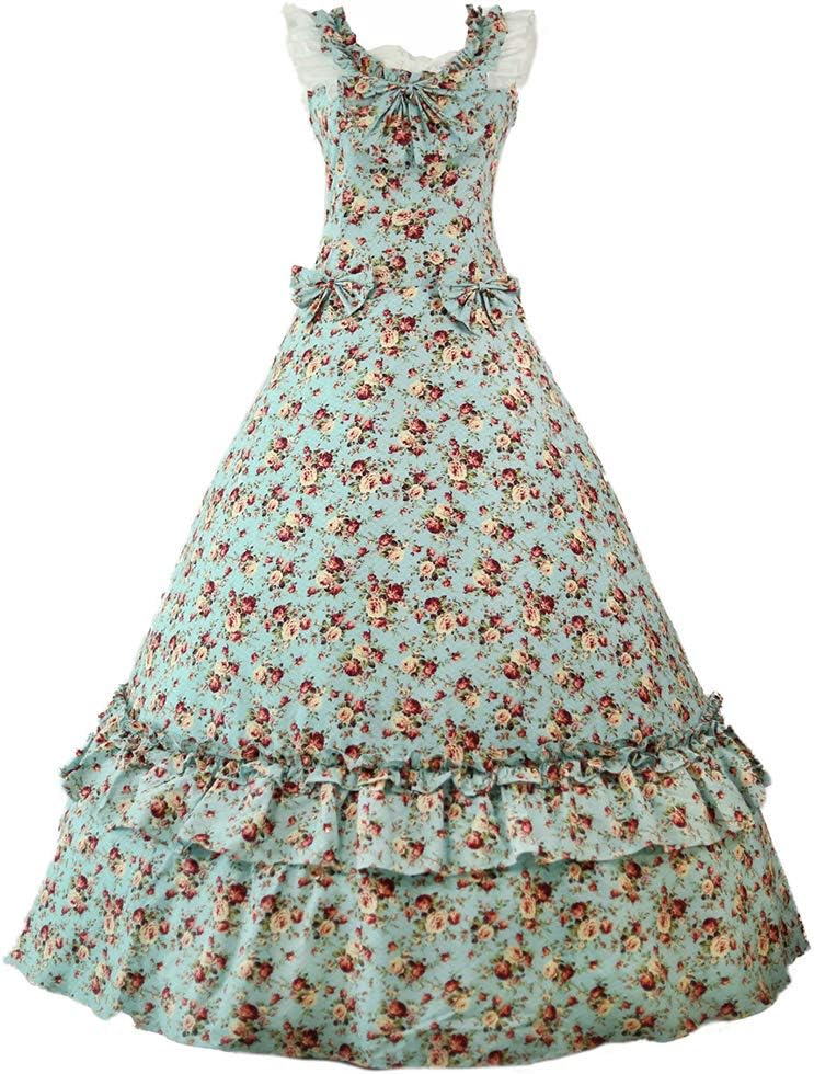 Women Floral Gothic Victorian Costume Civil War Rococo Marie Antoinette Masquerade Ball Gown Dress