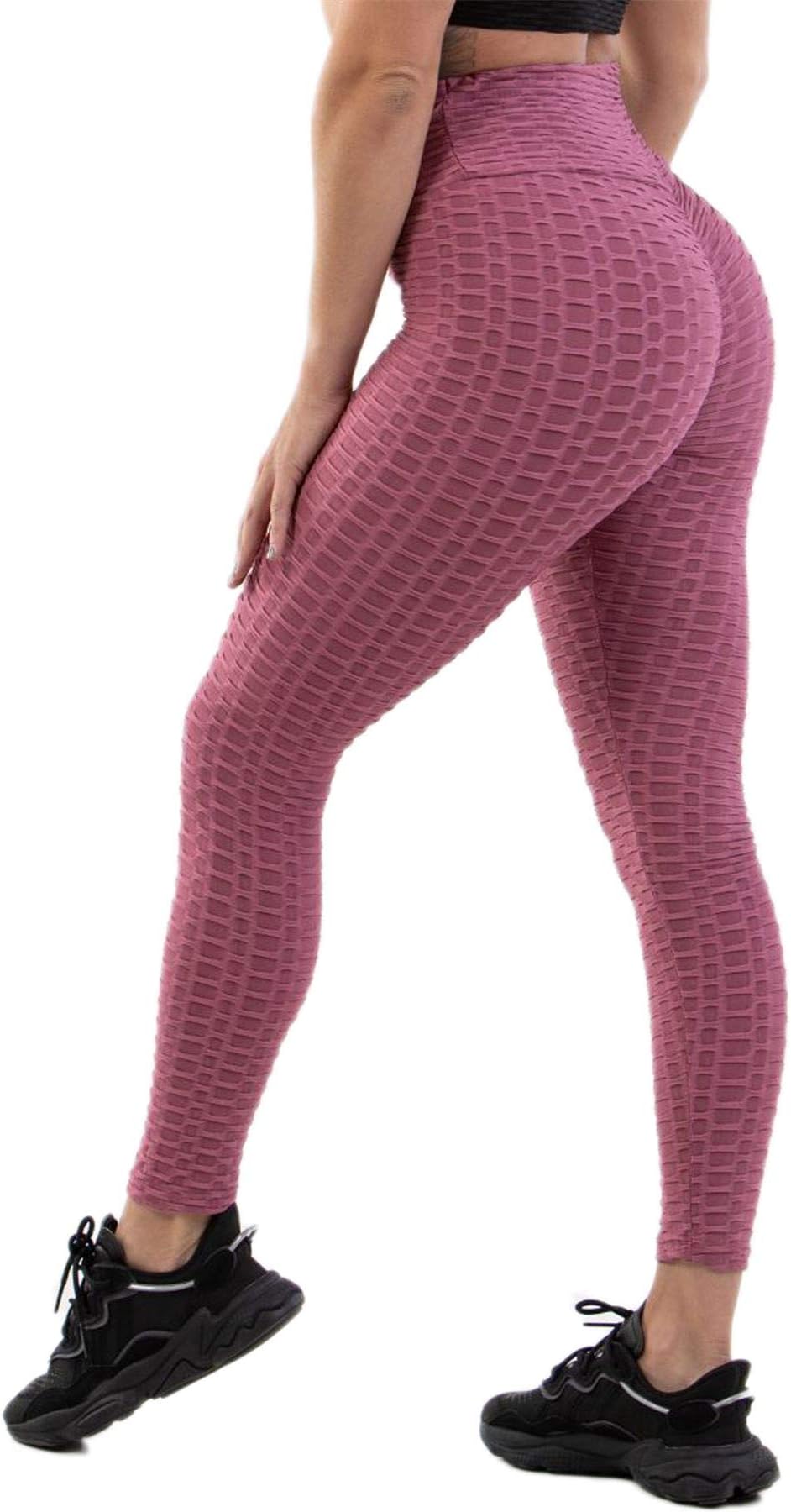 Crazy Girls Womens Honeycomb High Waist Gym Leggings Ladies Slim Fit Scrunch Butt Lift Wrokout Yoga Pants