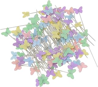 100 Stück Mehrfarbige Stecknadeln, Schmetterlingsformen Head Pins für DIY Schmuck, Nähen und Basteln(5 Farben, 50 mm)