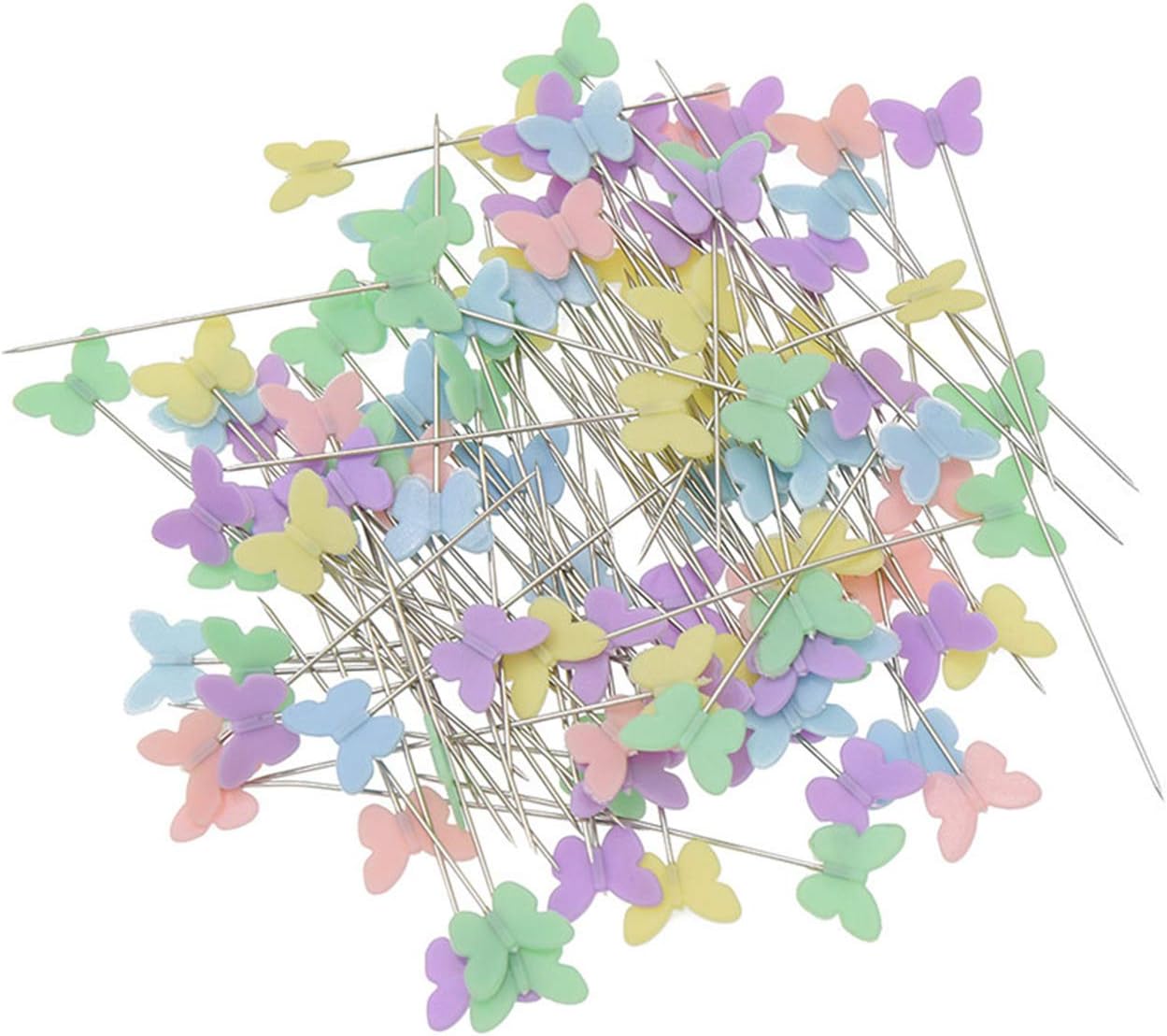 100 Stück Mehrfarbige Stecknadeln, Schmetterlingsformen Head Pins für DIY Schmuck, Nähen und Basteln(5 Farben, 50 mm)