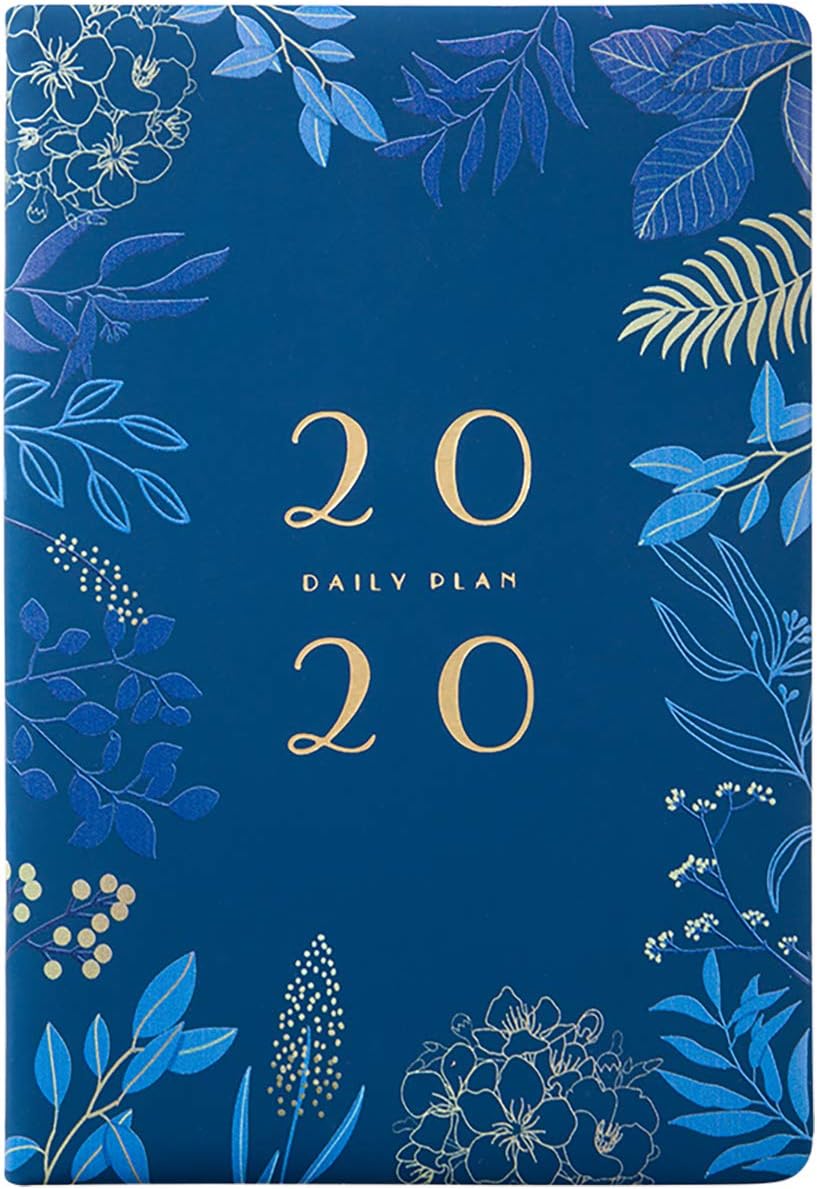 WildWave 2020 Planner Organizer - Daily Weekly Monthly and Year Planner to-Do List to Achive Your Goal and Improve Productivity, Thick Paper,8.46"x5.78" (Blue Floral Dots)