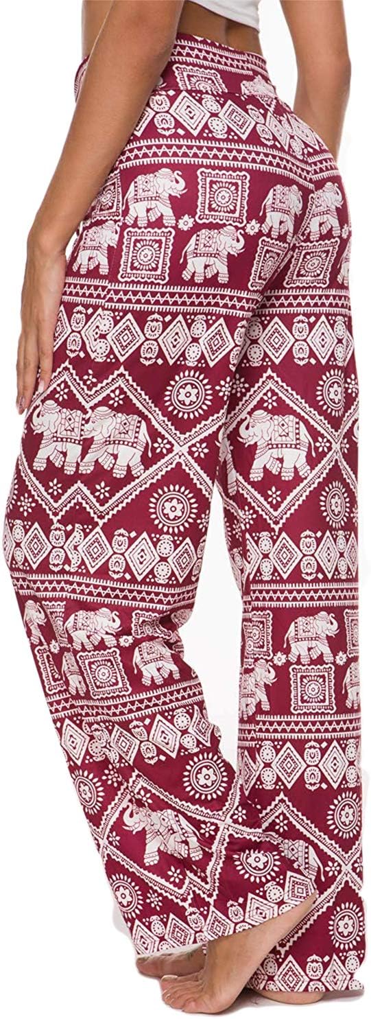 Women's Loose Baggy Yoga Palazzo Pants Floral Printed Lounge Flowy Beach Pants