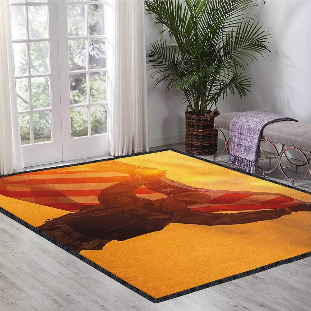 United States Modern Area Rug with NonSkid,Service Man Celebrating