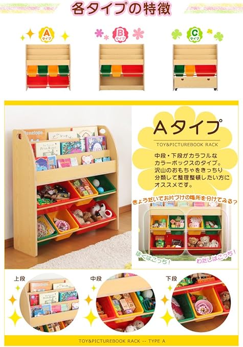 Amazon 完成品 組立不要 おもちゃ箱付き絵本ラック おもちゃ収納 棚 カラーボックス 引き出し収納タイプ C Binma パソコン 周辺機器 通販