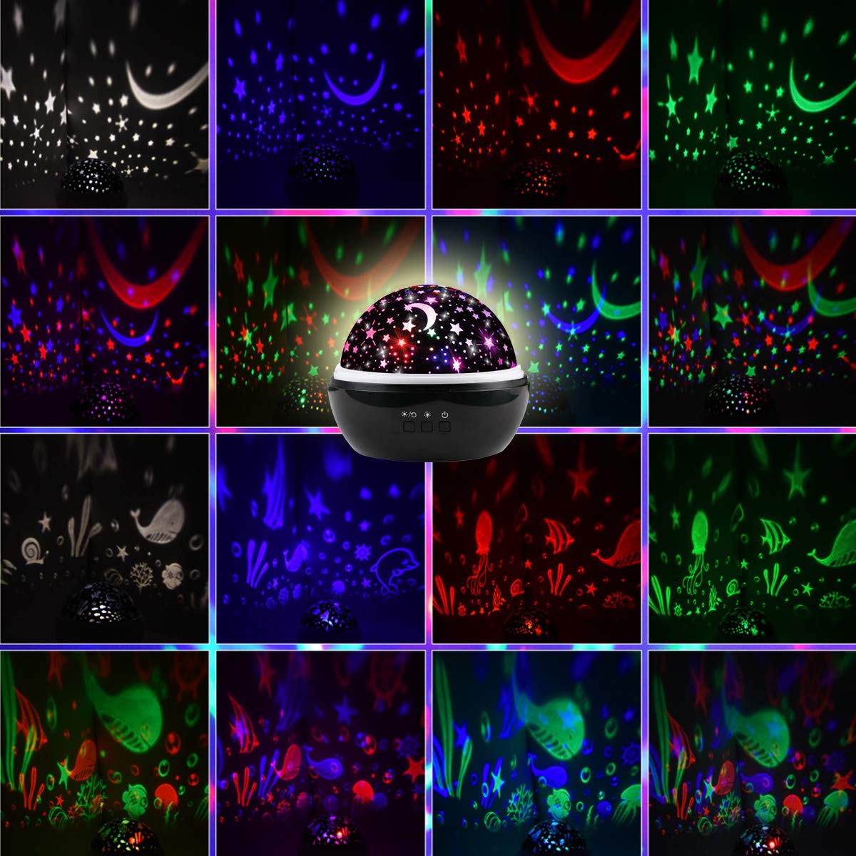 Star Light Night Proiettore Lampada, Sunvito 360 gradi che girano lampada proiettore romantico Stelle Moon Sky Proiettore per bambini, bambini, regali di Natale, camera per bambini, matrimonio, compleanno, vacanze (nero)