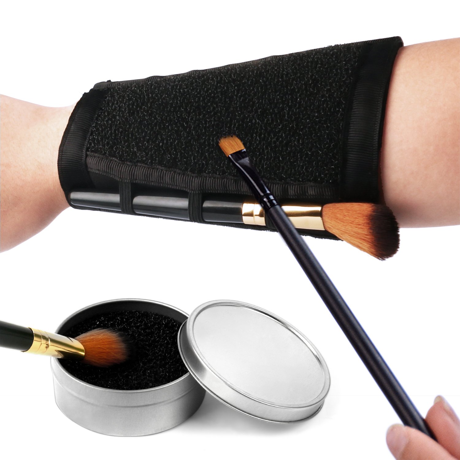 ESARORA Makeup Brush Color Removal Sponge & Armband