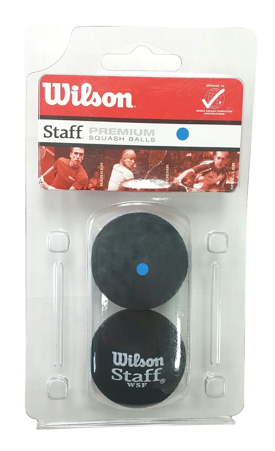 Wilson Staff Squash Balls Pack of 2 Blue Single Dot