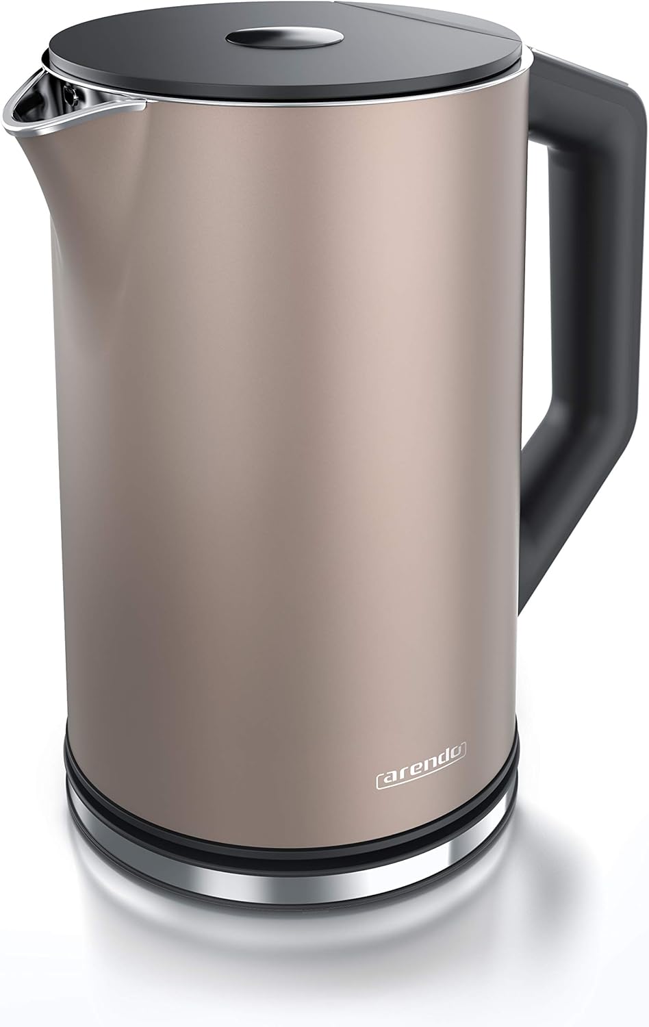 Arendo - Edelstahl Wasserkocher mit Temperatureinstellung 40-100 Grad in 5er Schritten - Doppelwand Design - Modell ELEGANT - 1,5 Liter - 2200 W - Teekocher mit Temperaturanzeige - GS - Bronzo