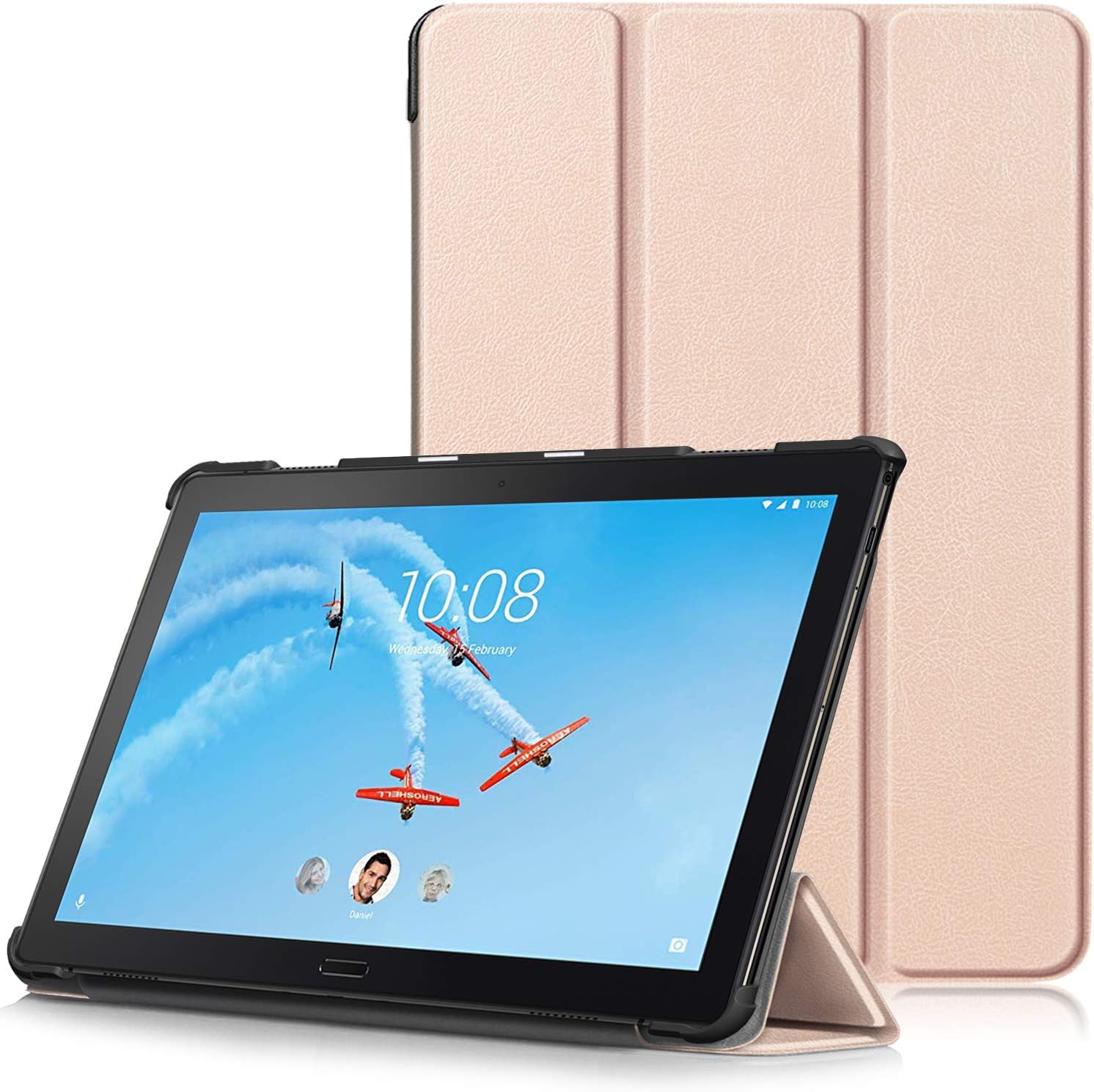 TTVie Case for Lenovo Tab P10, Ultra Slim Lightweight Smart Shell Stand Cover with Auto Wake/Sleep Function for Lenovo Tab P10 10.1" Full HD IPS Display Tablet 2018 Release, Golden