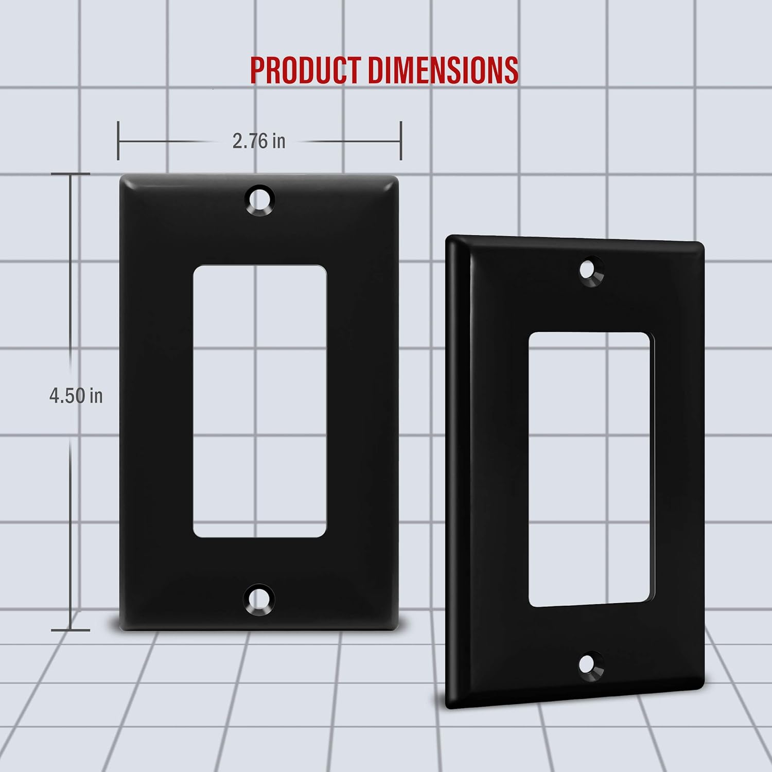 ENERLITES Decorator Light Switch or Receptacle Outlet Wall Plate, Size 1-Gang 4.50" x 2.76", Unbreakable Polycarbonate Thermoplastic, UL Listed, 8831-BK-10PCS, Black, 10 Pack - - 