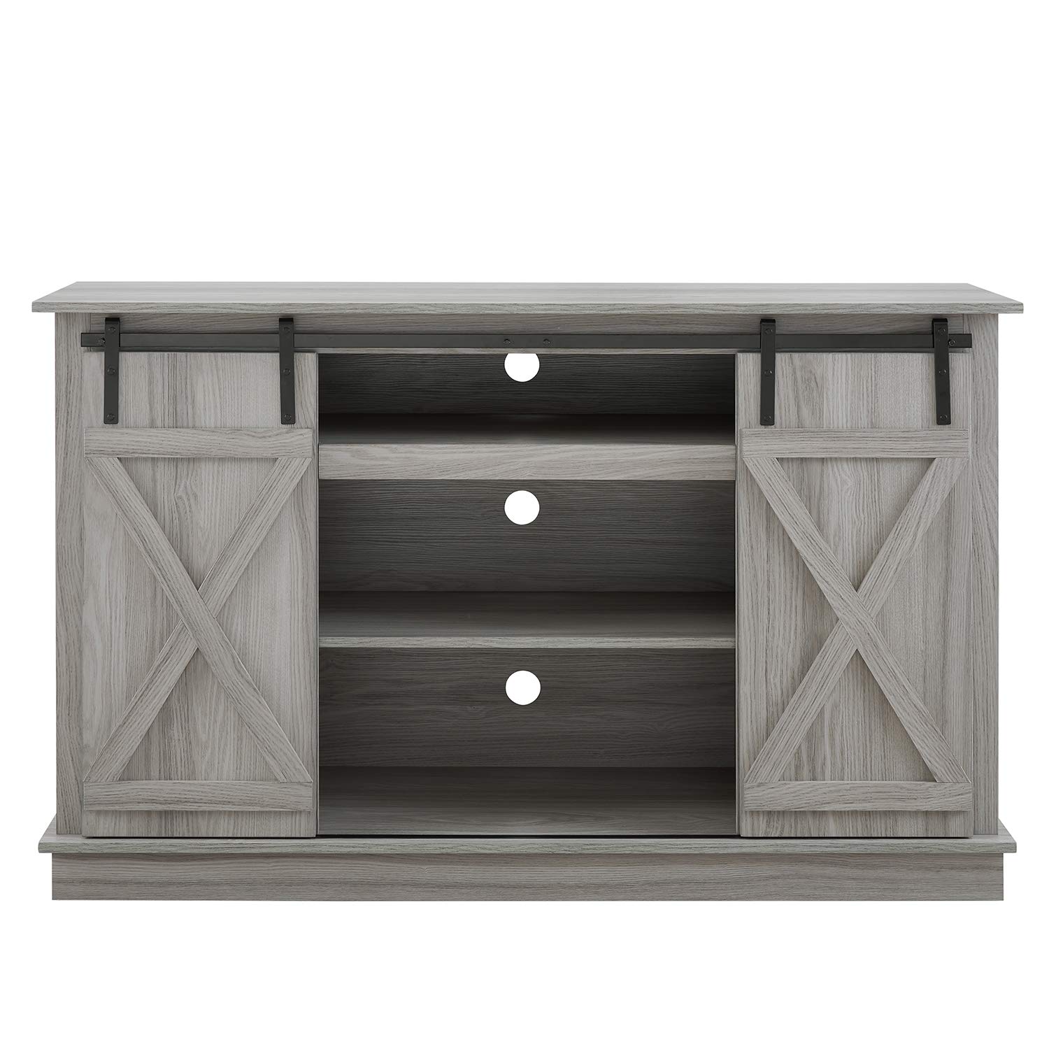 Home Source Quance Grey TV Stand with Barnyard Doors for TV up to 60 inches